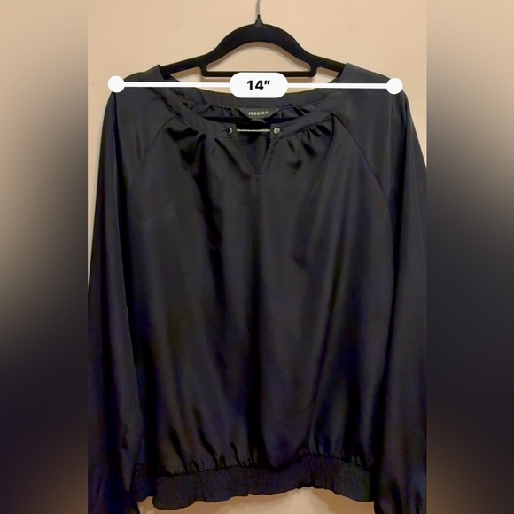 2/$15 - Jessica Black Long-Sleeve Banded Hem Top (Size S/P) - Picture 7 of 13